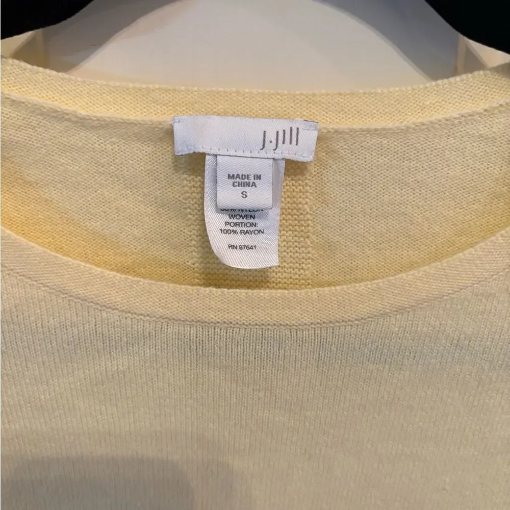J. Jill Yellow Crew Neck Sweater Lightweight Knit Button Back Detail